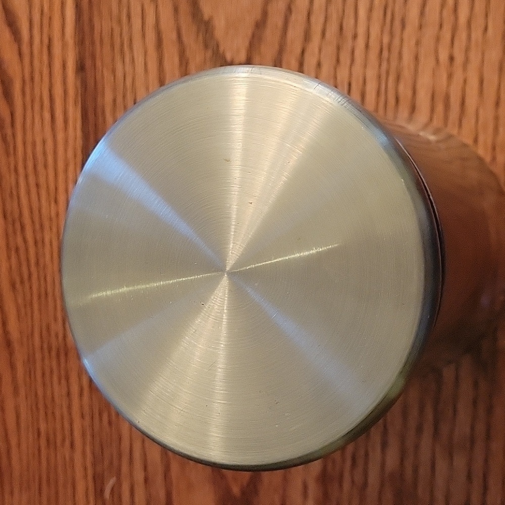 Stainless steel & glass dog biscuit/treat container.  Paw print.  7" x 4.5" - Picture 3 of 7